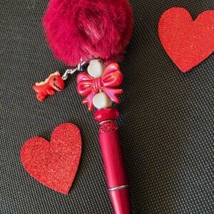 Elegant Red Pom-Pom Keychain